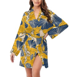Fall of autumn bloom 9 Women's Long Sleeve Belted Night Robe