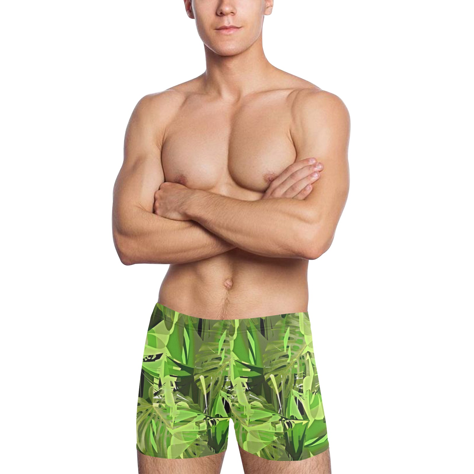 Tropical Jungle Leaves Camouflage Men's Swimming Trunks (Model L60)