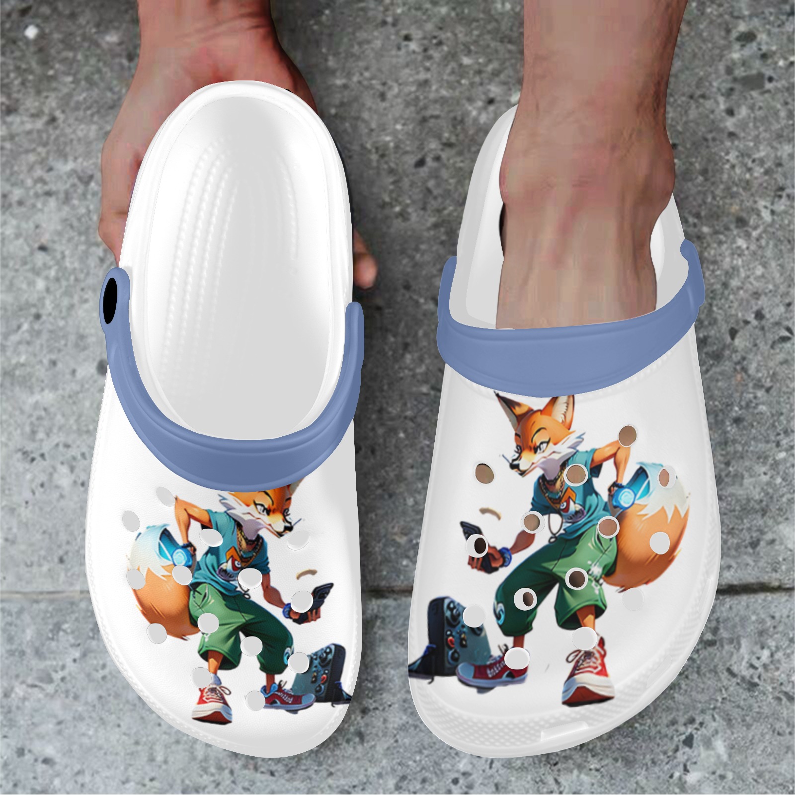 IMG_8375 Fox Flair gaming Clogs Custom Print Foam Clogs for Adults