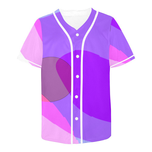 Purple Retro Groovy Abstract 409 All Over Print Baseball Jersey for Men (Model T50)