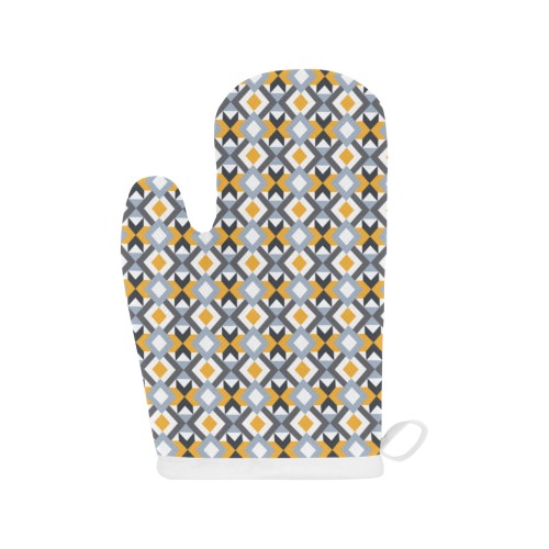 Retro Angles Abstract Geometric Pattern Linen Oven Mitt (One Piece)