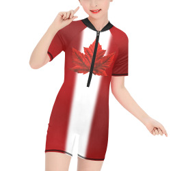 Kid's Canada Swimsuits Girls' Short-Sleeve One-Piece Swimsuit (Model S19)