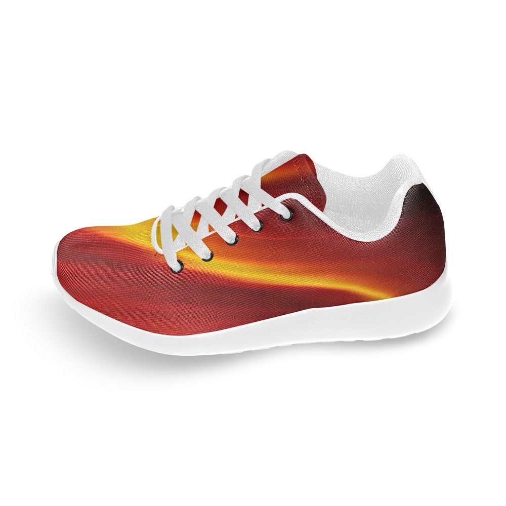 Orange and Red Flames Fractal Abstract Kid's Running Shoes (Model 020)