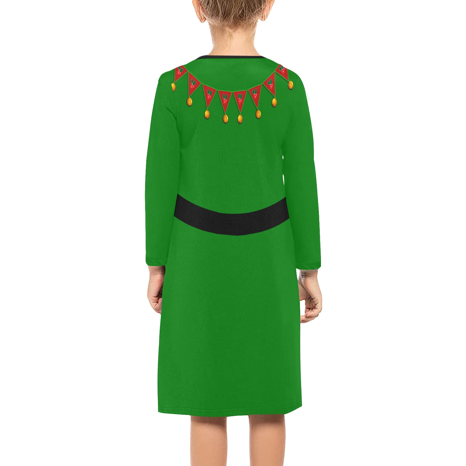 Green Elf Costume Girls' Long Sleeve Dress (Model D59)