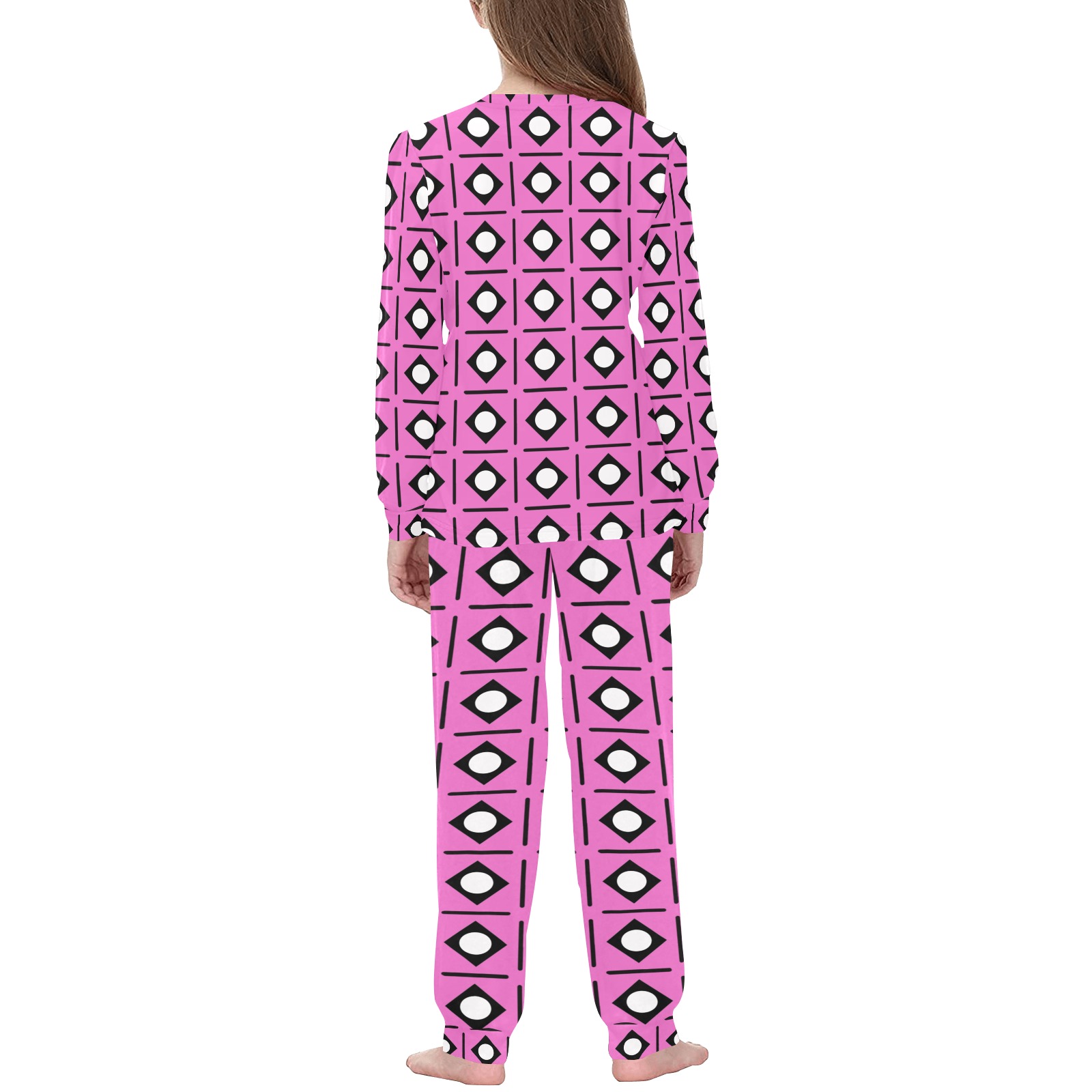 lsquarelinepnk Kids' All Over Print Pajama Set