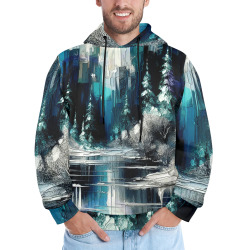 Painted City Winter Scene 1006 Men's All Over Print Hoodie (Model H61)