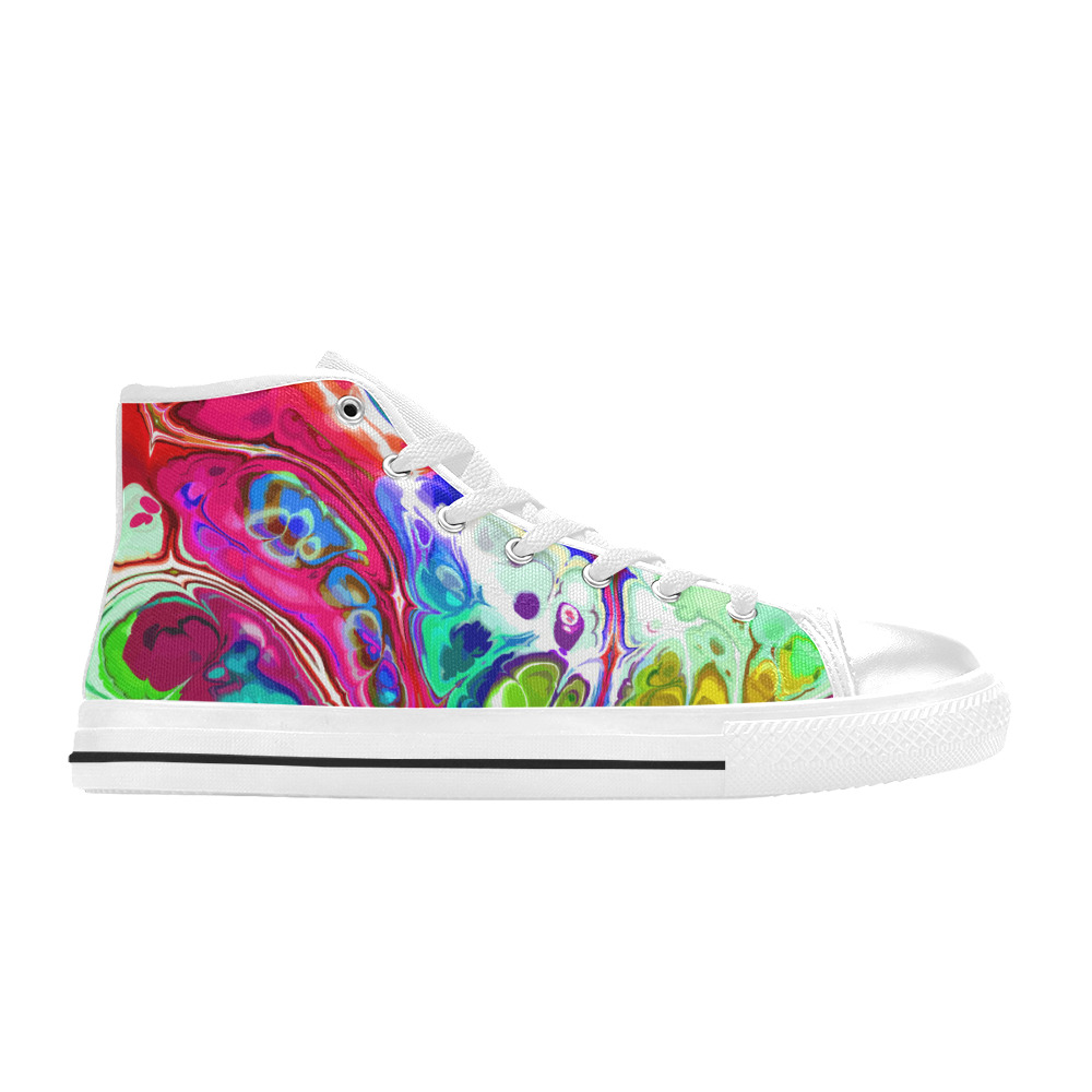 Abstract Liquid Marble Pouring Modern Art Texture Men’s Classic High Top Canvas Shoes (Model 017)