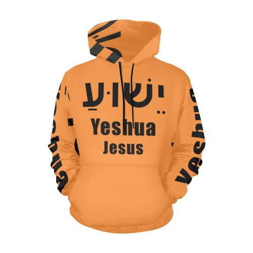 Yeshua Hoodie Orange (Blac text) All Over Print Hoodie for Men (USA Size) (Model H13)