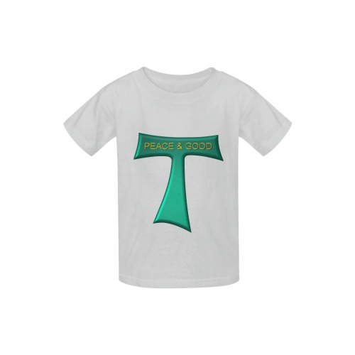 Franciscan Tau Cross Peace and Good Green Steel Metallic Kid's  Classic T-shirt (Model T22)