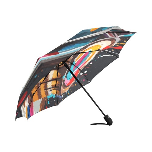 A cake and a coffee in one cup funny abstract art Auto-Foldable Umbrella (Model U04)