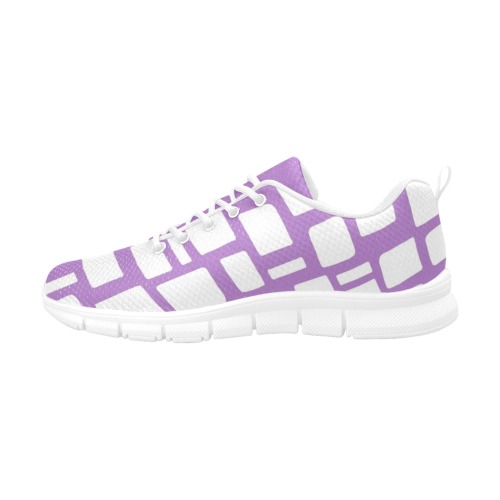 Purple and White Geo Abstract Women's Breathable Running Shoes (Model 055)
