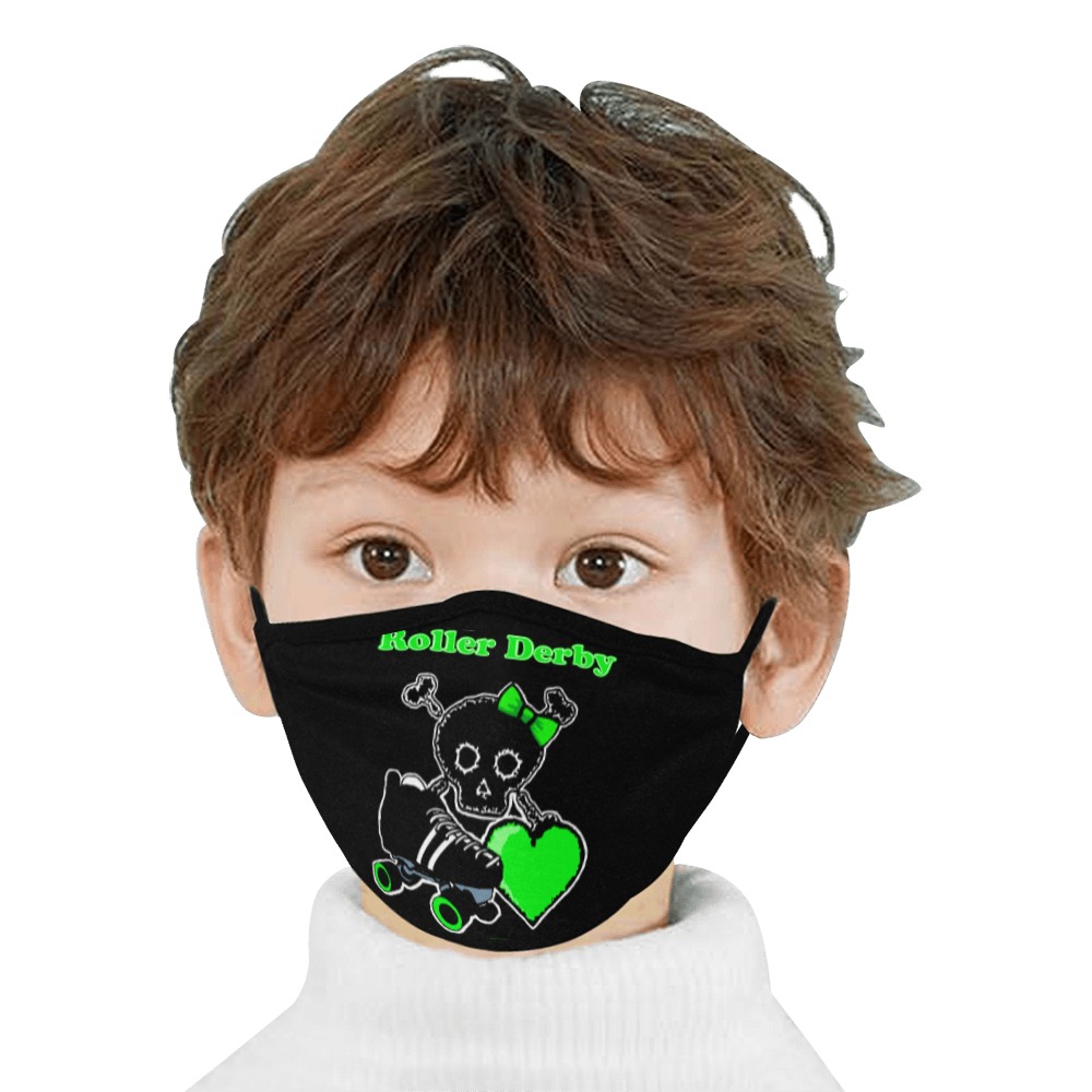 Roller Derby Heart (Green) Mouth Mask