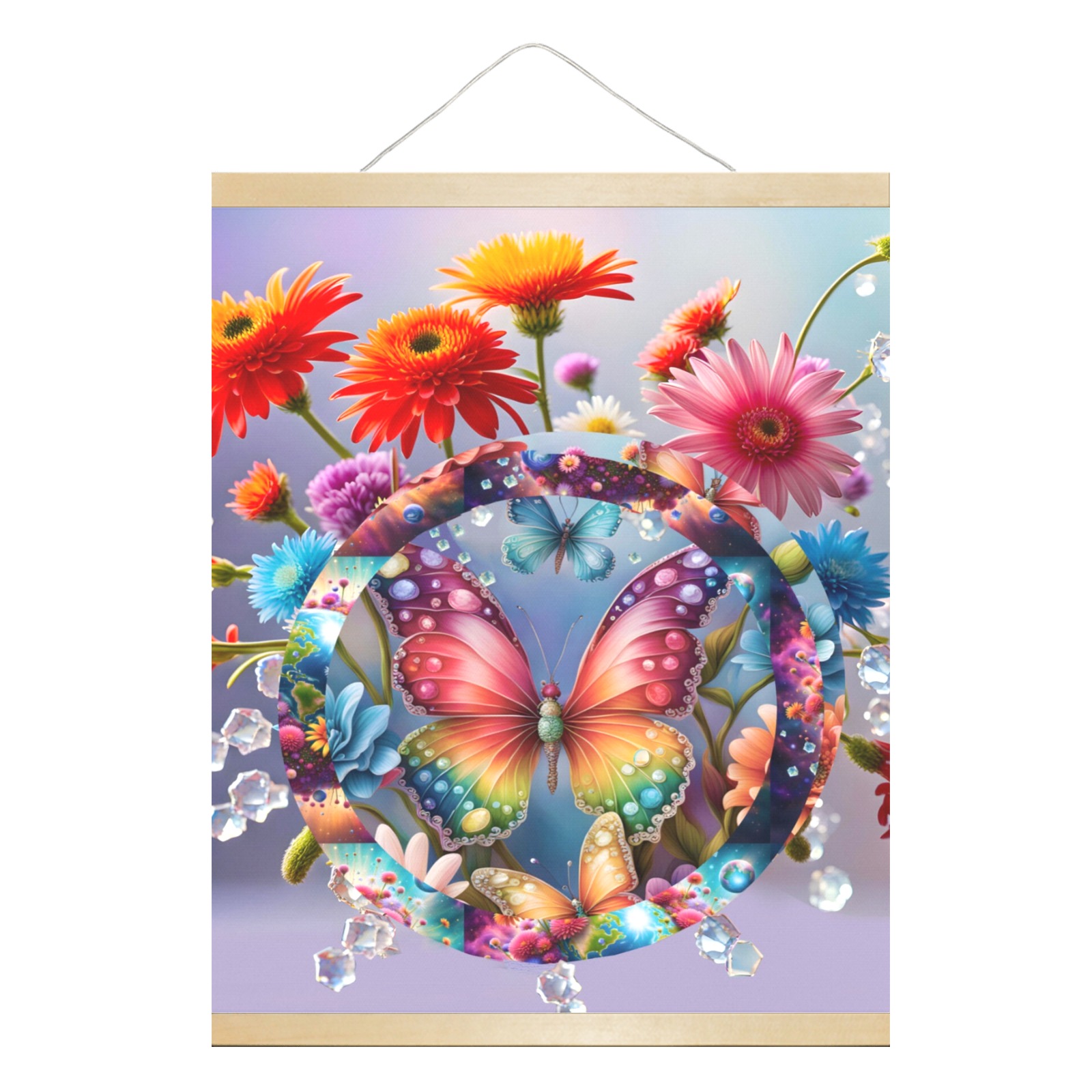Flower Butterfly Hanging Poster 16"x20"