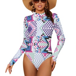 MB2 Tribal geometric-3 Backless Long Sleeve One-Piece Swimsuit (Model S60)