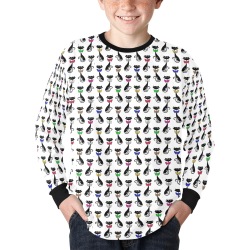 Black Cats Wearing Bow Ties Kids' Rib Cuff Long Sleeve T-shirt (Model T64)