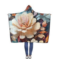 Fantasy beige flowers. Cool floral art. Flannel Hooded Blanket 50''x60''