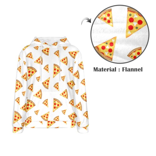 Cool and fun pizza slices pattern on white Men's Flannel Hoodie (Model H63)