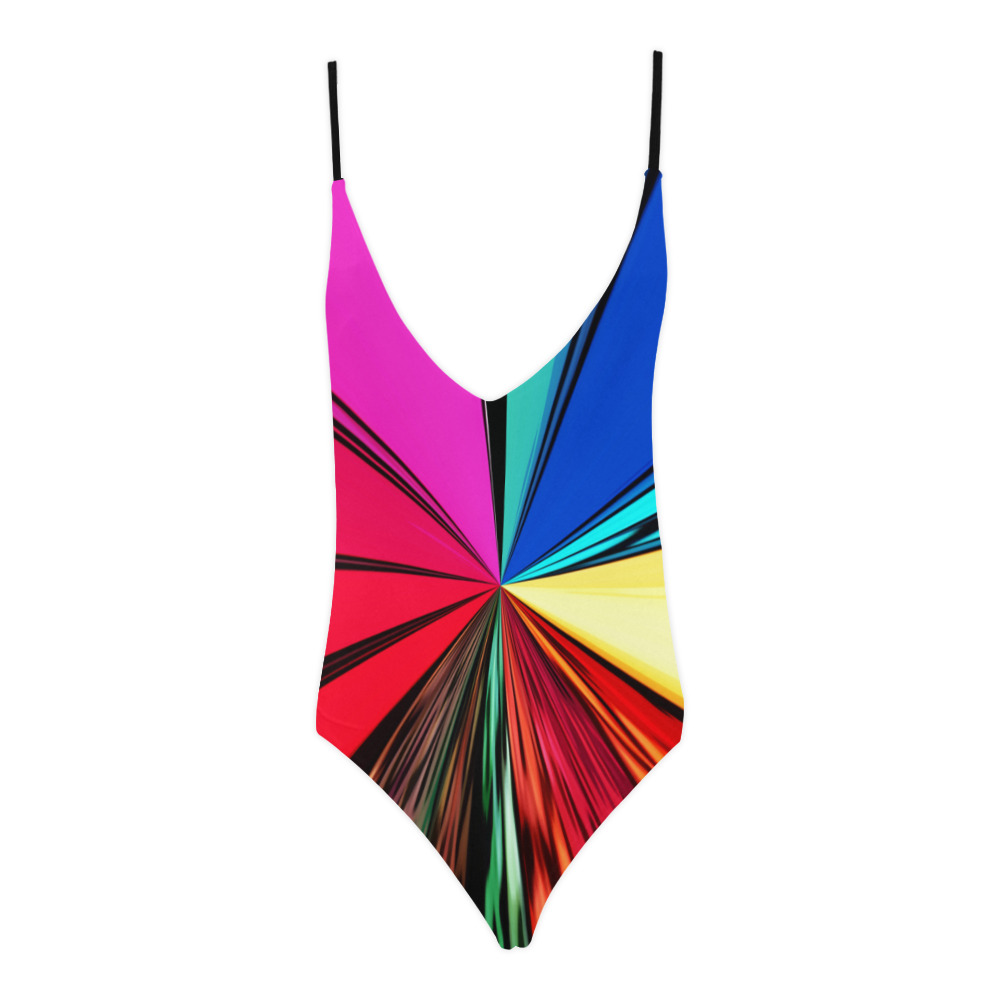 Colorful Rainbow Vortex 608 Sexy Lacing Backless One-Piece Swimsuit (Model S10)