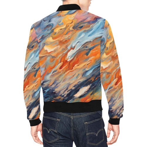 Abstract art of Jupiter atmosphere. Warm colors All Over Print Bomber Jacket for Men (Model H19)