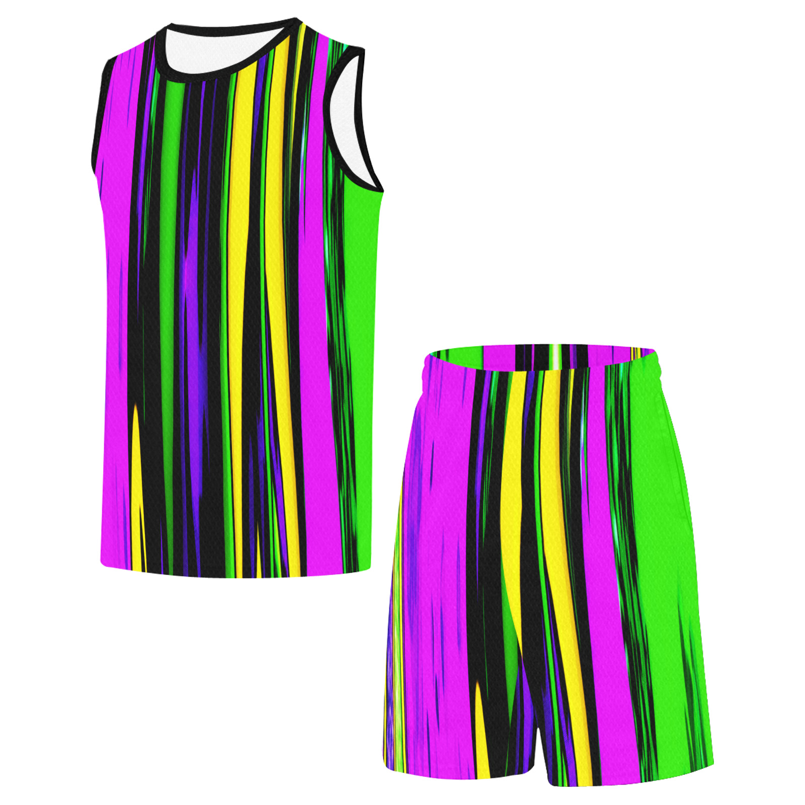 Mardi Gras Stripes Basketball Uniform with Pocket