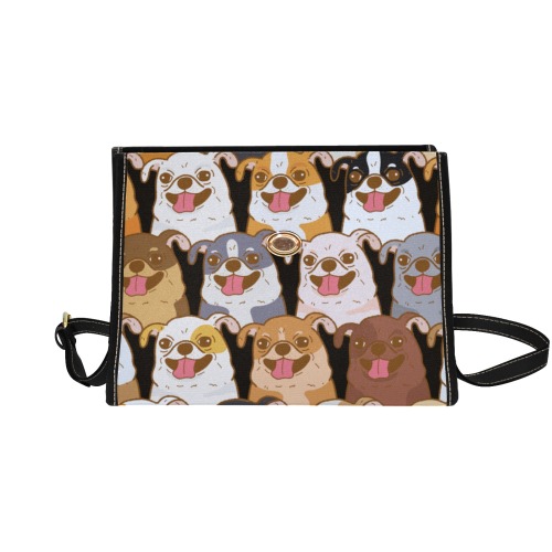 Doggies-001 Waterproof Canvas Bag-Black (All Over Print) (Model 1641)