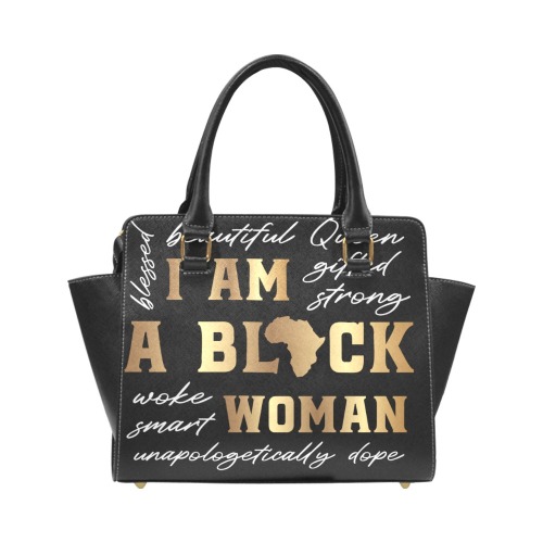 I Am A Black Woman Rivet Shoulder Handbag (Model 1645)