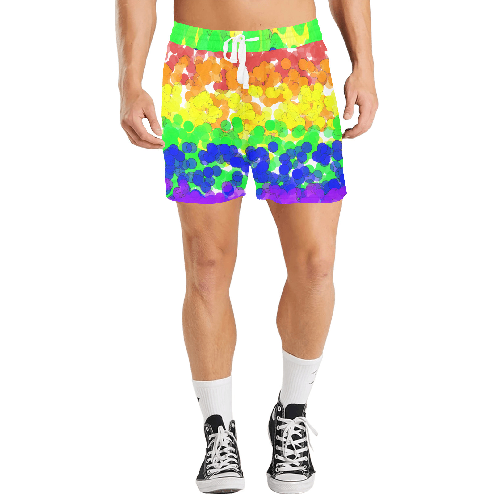 Gay Pride Bokeh Men's Mid-Length Casual Shorts (Model L50)