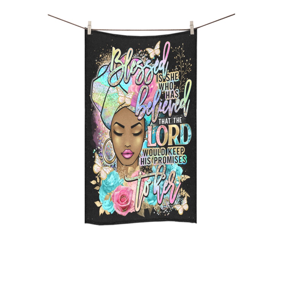 Blessed is she who has Believed Pastel Custom Towel 16"x28"