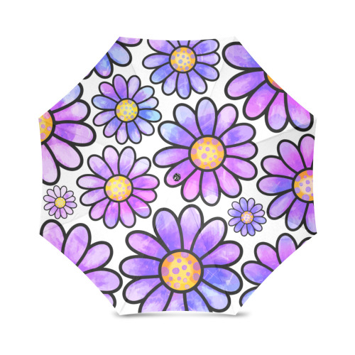 Lilac Watercolor Doodle Daisy Flower Pattern Foldable Umbrella (Model U01)