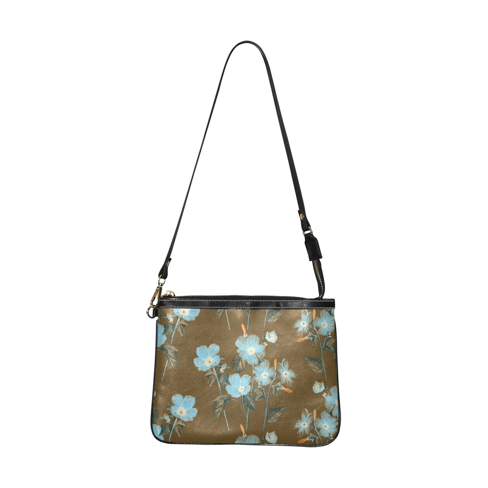 Rustic Blue Floral Bouquet Small Shoulder Bag (Model 1710)