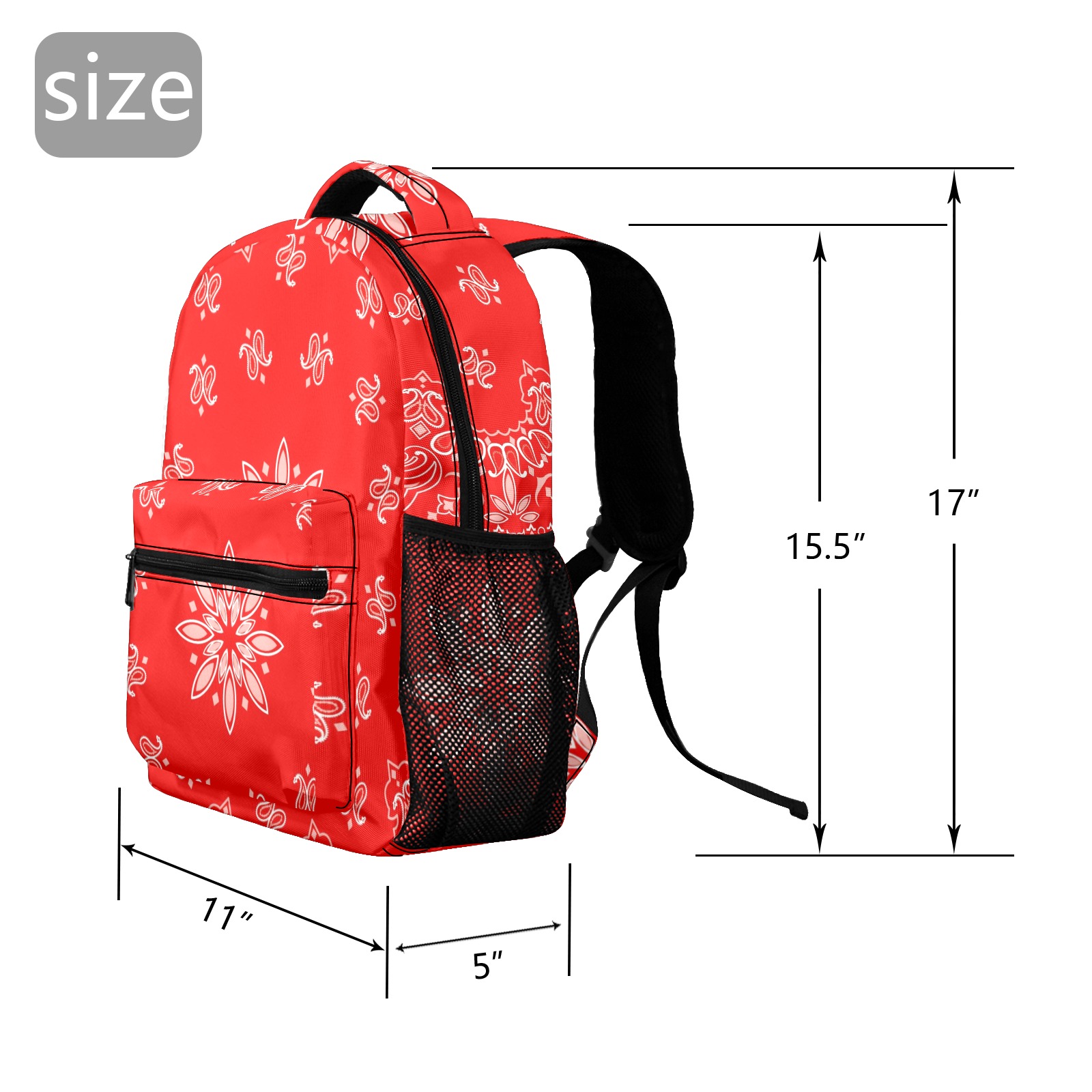 Red Bandana 17-inch Casual Backpack
