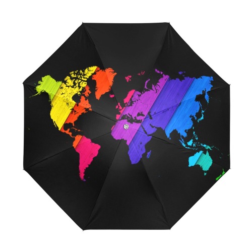 world map rainbow love Anti-UV Foldable Umbrella (U08)