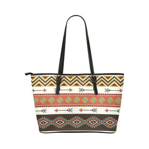 Tribal print Leather Tote Bag/Small (Model 1651)