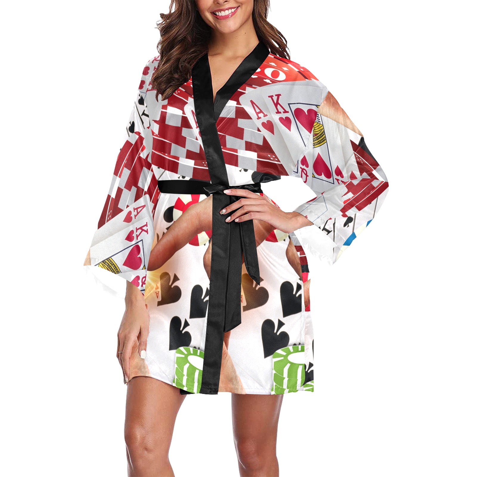 POKER NIGHT TOO Long Sleeve Kimono Robe