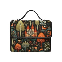 Fairytale Forest Satchel Handbag Waterproof Canvas Bag-Black (All Over Print) (Model 1641)