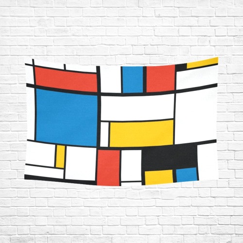 Mondrian De Stijl Modern Cotton Linen Wall Tapestry 90"x 60"