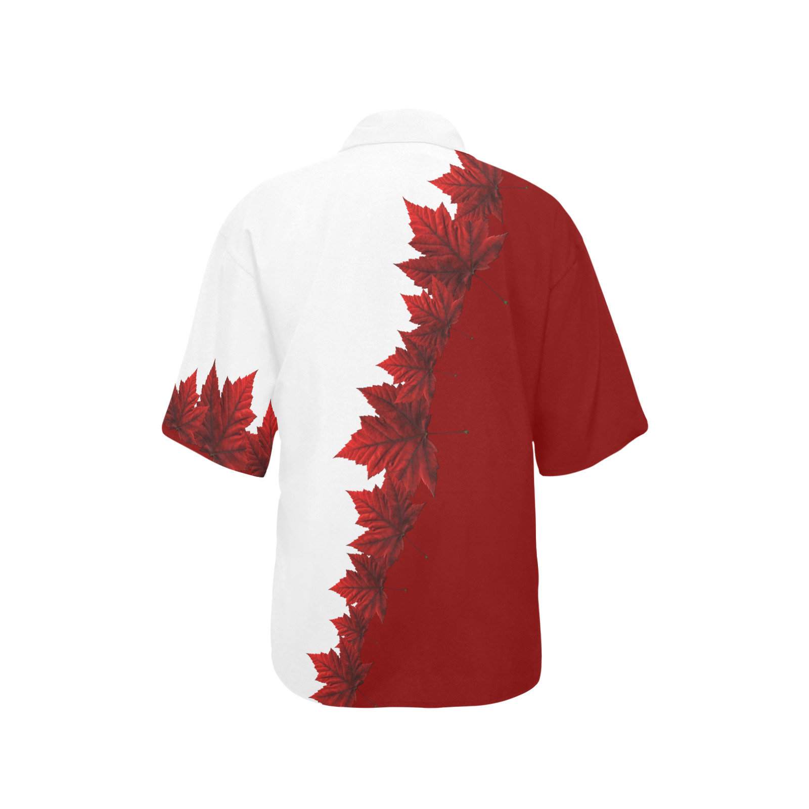 Canada Maple Leaf Women's Shirts Button Down All Over Print Hawaiian Shirt for Women (Model T58)