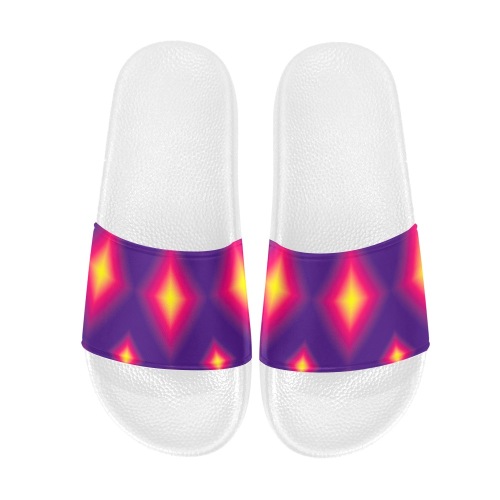 Ô Pink and Yellow Diamonds on Purple Women's Slide Sandals (Model 057)