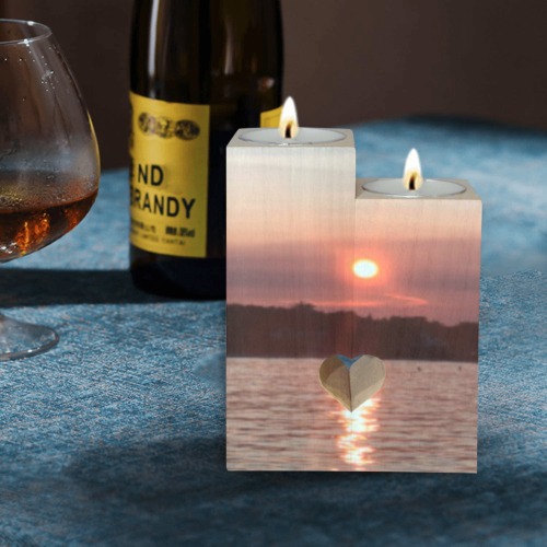 Glazed Sunset Collection Wooden Candle Holder (Without Candle)