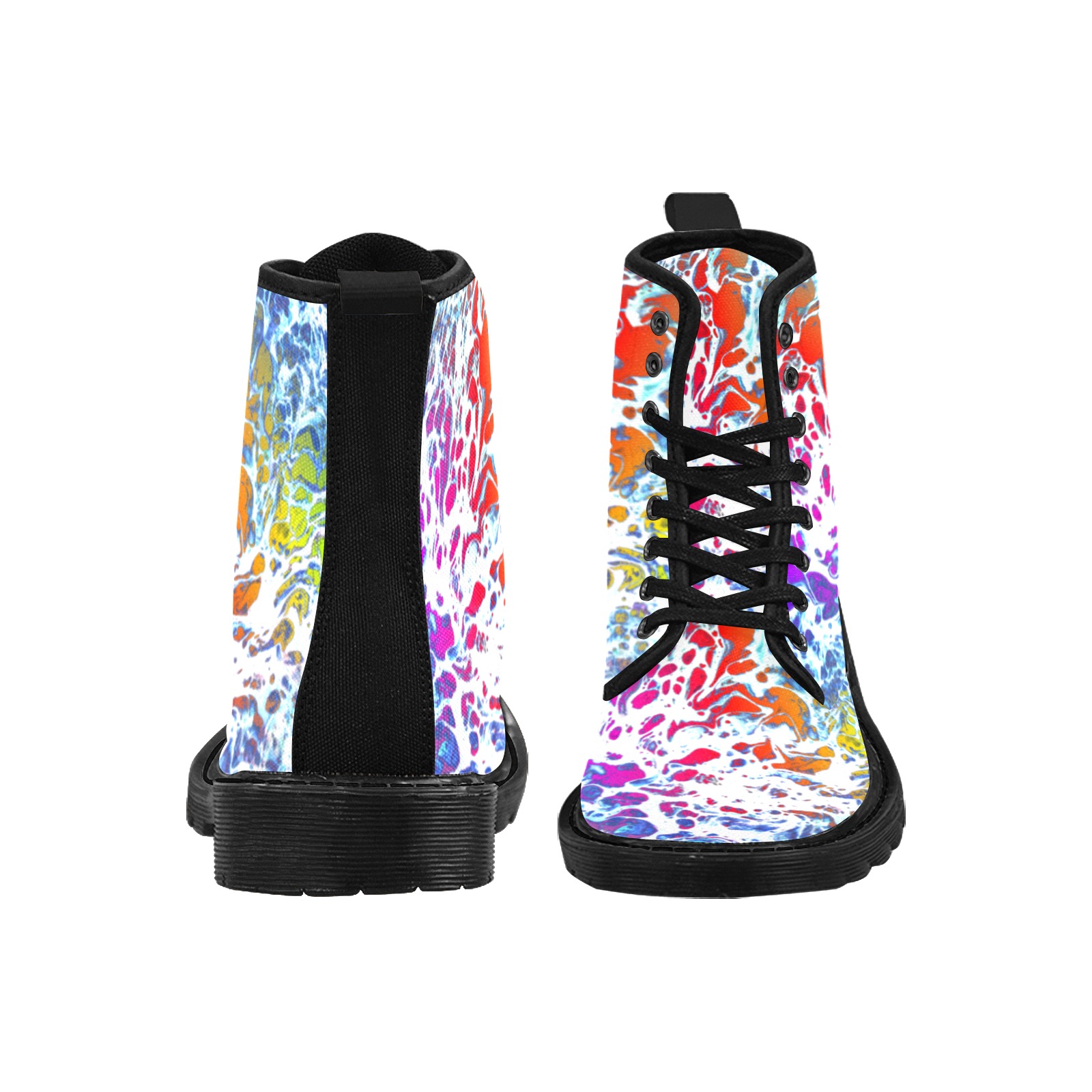rainbow ripple Martin Boots for Women (Black) (Model 1203H)