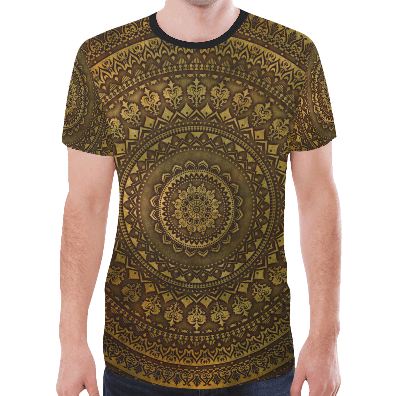 Lime Brown mandala New All Over Print T-shirt for Men (Model T45)