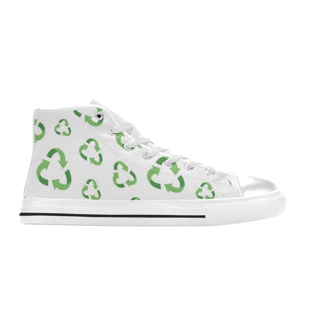 Recycle Symbol High Tops - kids High Top Canvas Shoes for Kid (Model 017)