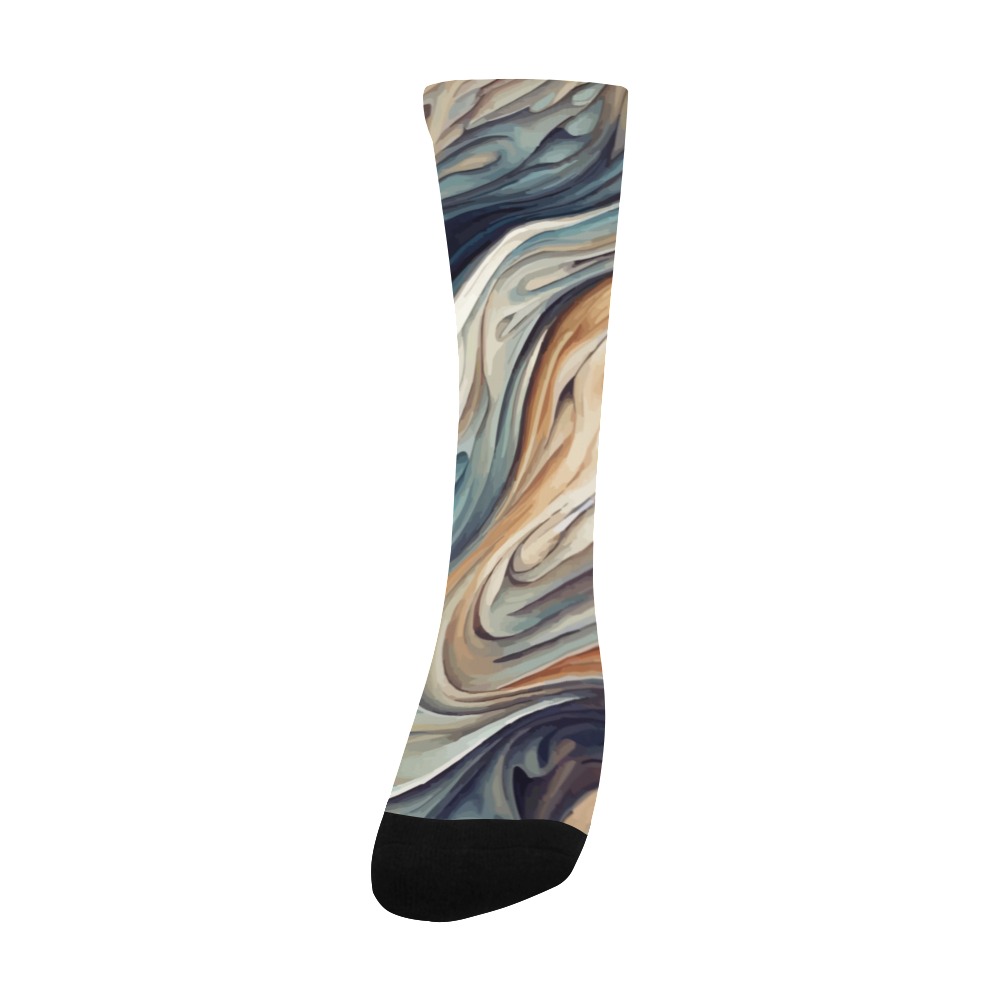 Fantastic curvy lines of pastel colors abstract Men's Custom Socks