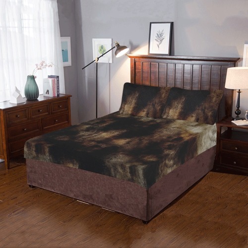 Faux Texture Brown 3-Piece Bedding Set