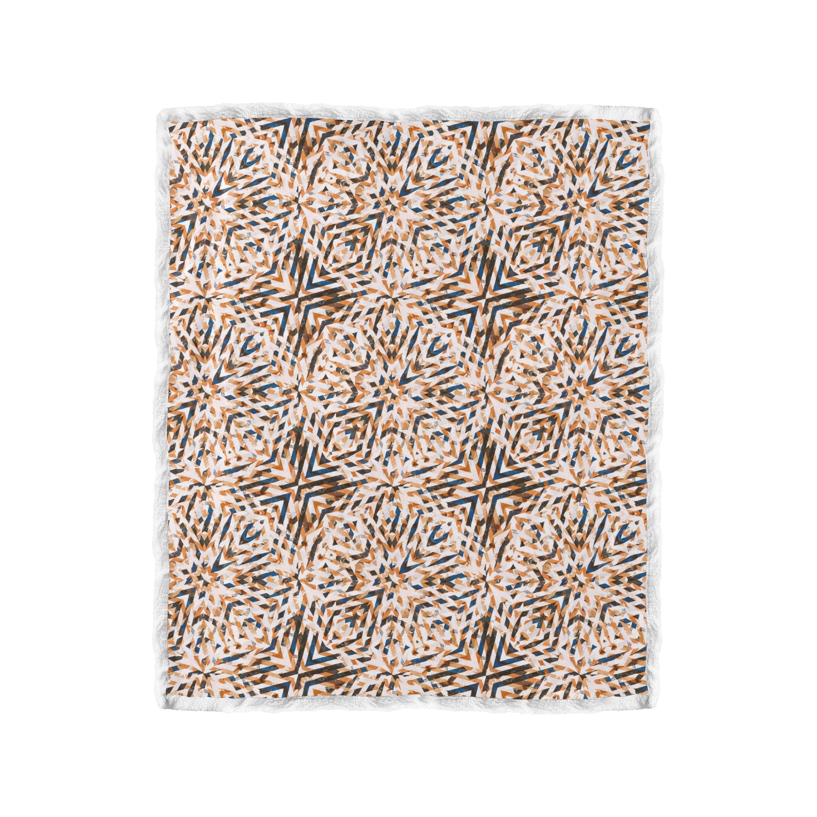 Geometric vintage mosaic 23 Double Layer Short Plush Blanket 50"x60"