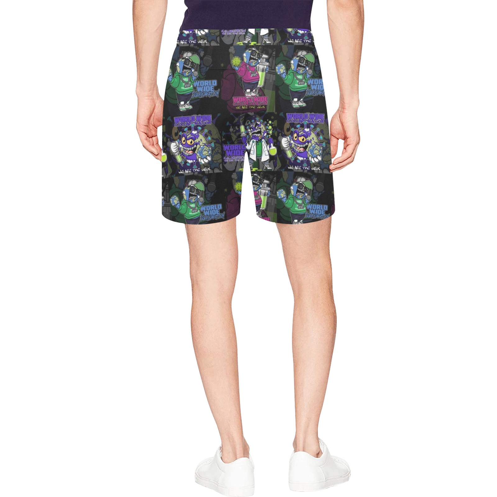wwcfam Men's Mid-Length Beach Shorts (Model L47)