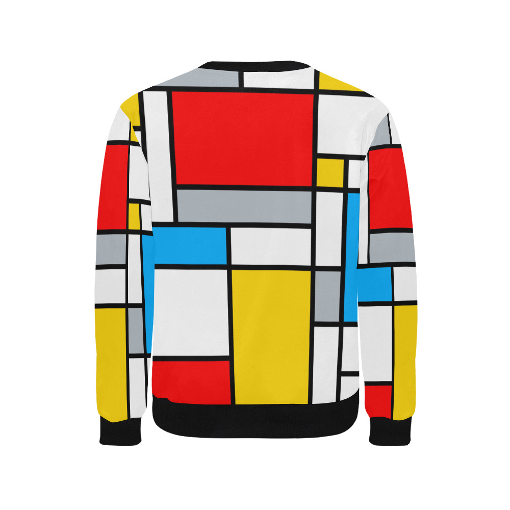 Mondrian Style Color Composition Geometric Retro Art Men's Rib Cuff Crew Neck Sweatshirt (Model H34)