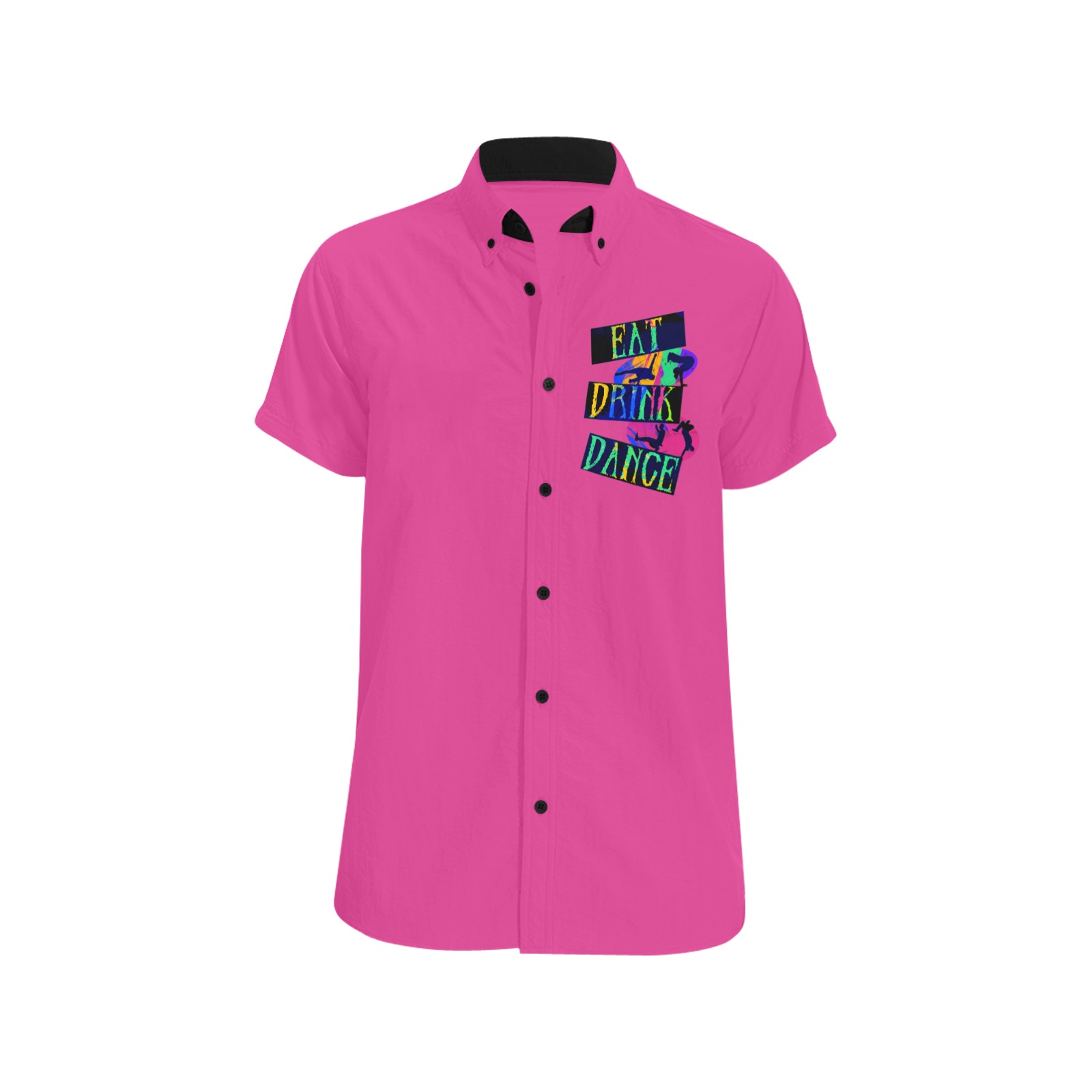 Eat Drink Dance Breakdance / Pink Men's All Over Print Short Sleeve Shirt (Model T53)