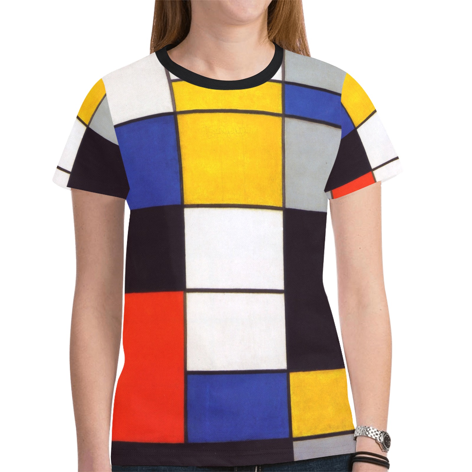 Composition A by Piet Mondrian New All Over Print T-shirt for Women (Model T45)