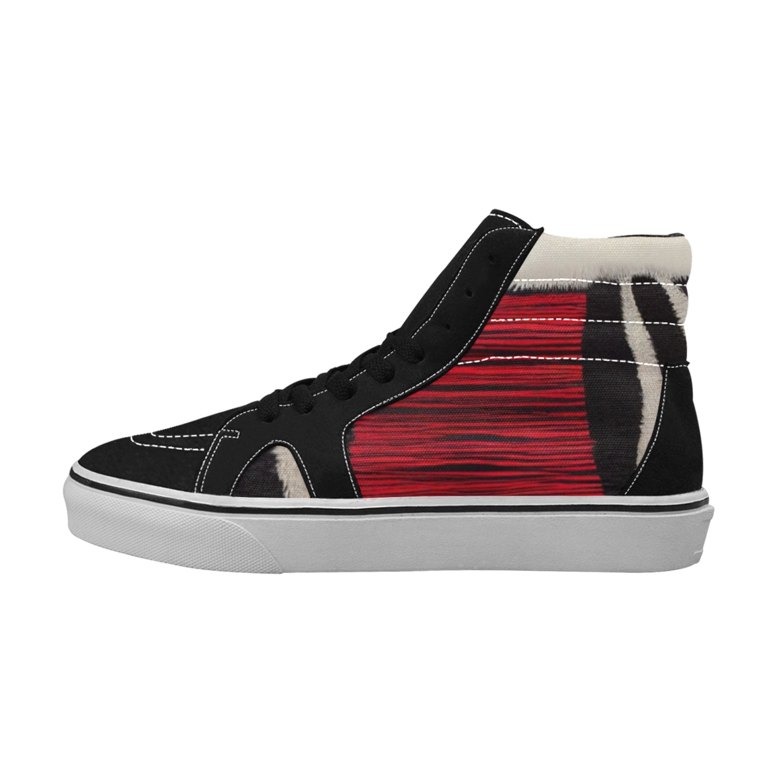 zebra print 4 Men's High Top Skateboarding Shoes (Model E001-1)